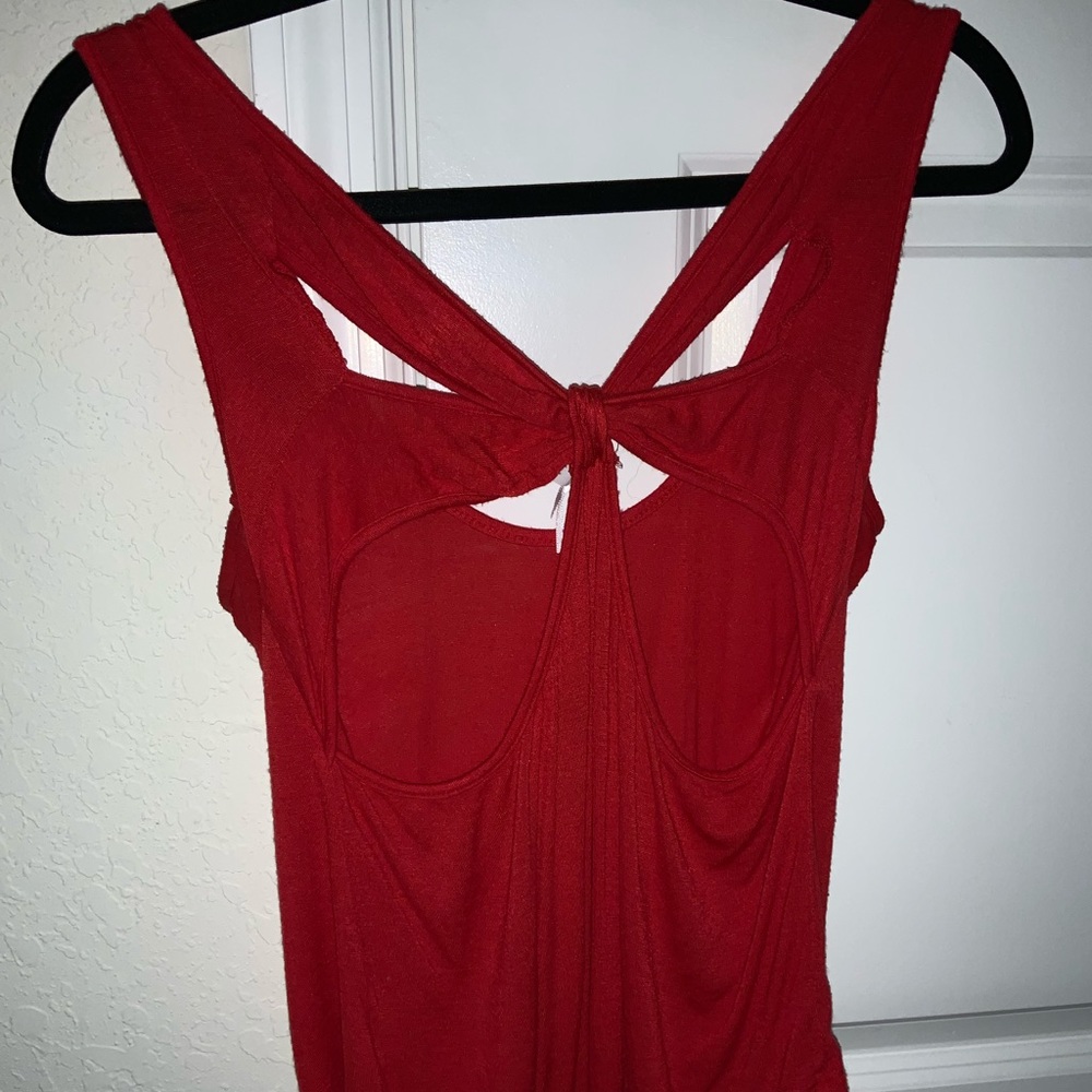 Open back red top